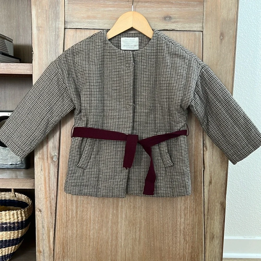 NWOT Zara Girls Multicolor Soft Collection Plaid Quilted Puffy Jacket Coat sz 7